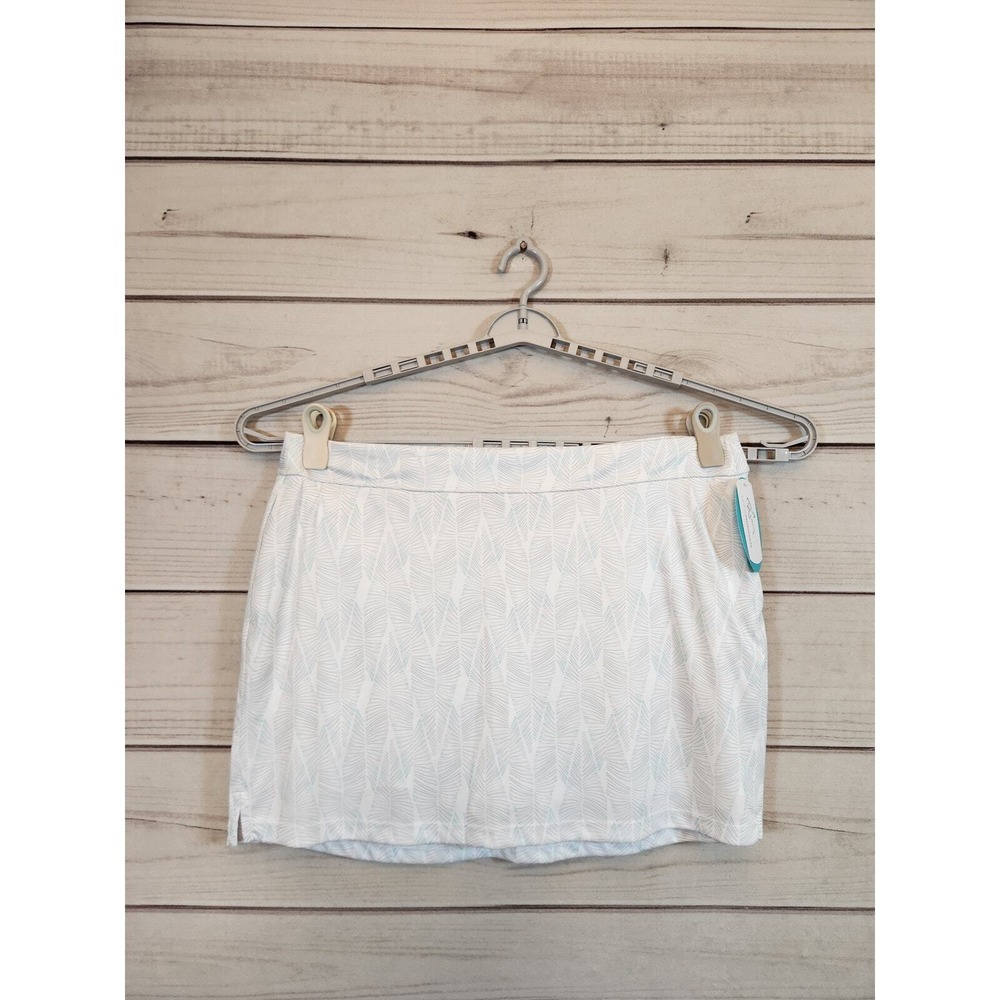 Greg Norman XL White Blue Play Dry Golf Skort Geometric Leaf Athletic Skirt